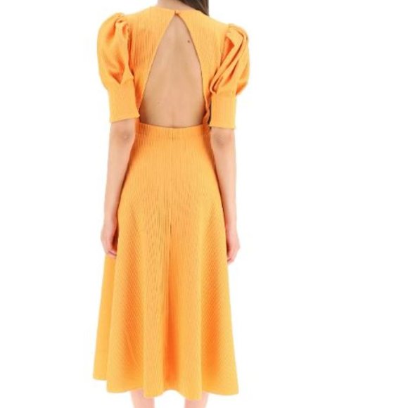 NWOT Rotate BIRGER CHRISTENSEN Orange Lavine Midi open back Dress - Picture 3 of 10